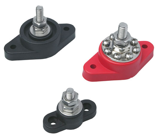 Power Distribution Post Black M10 Stud & 8 x M4 Screw Points Power Distribution Post Black M10 Stud & 8 x M4 Screw Points